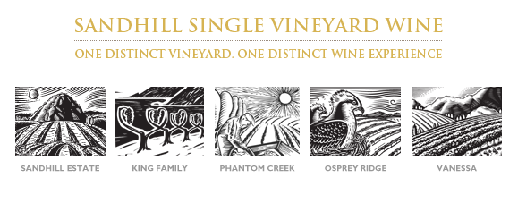 Sandhill Single Vineyard wine, vineyard illustration series